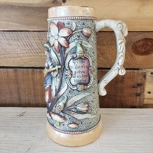 Antique 1901-1910 Adolf Diesinger ceramic beer stein #802 "Musicians" 1 L
